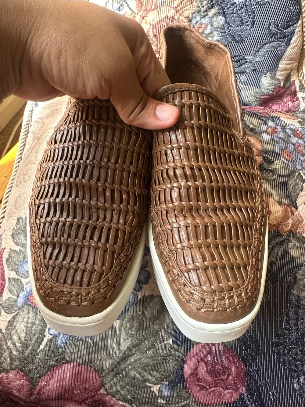 Vince Stafford Woven Leather Platform Slip-On Sneaker Sz 7